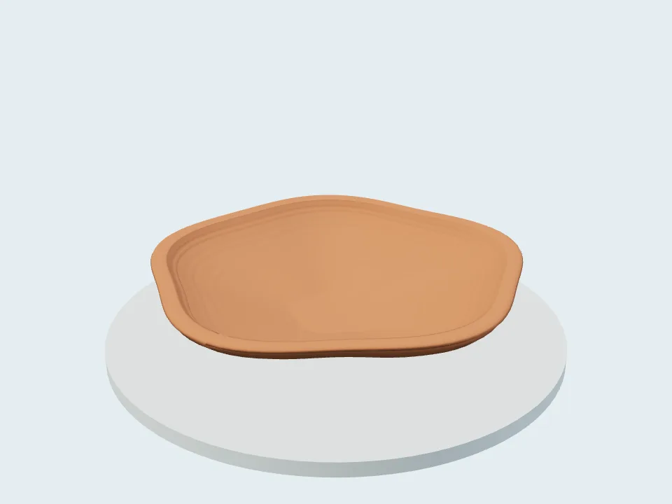 Pinched dish, an original illustrative clay render